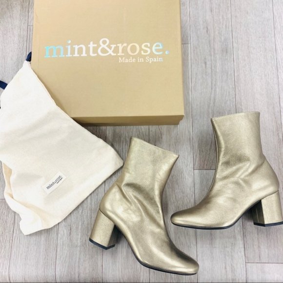 Anthropologie Gold Leather Boots - Picture 2 of 4